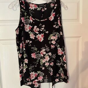 Express Black Floral Sleeveless Top Size M